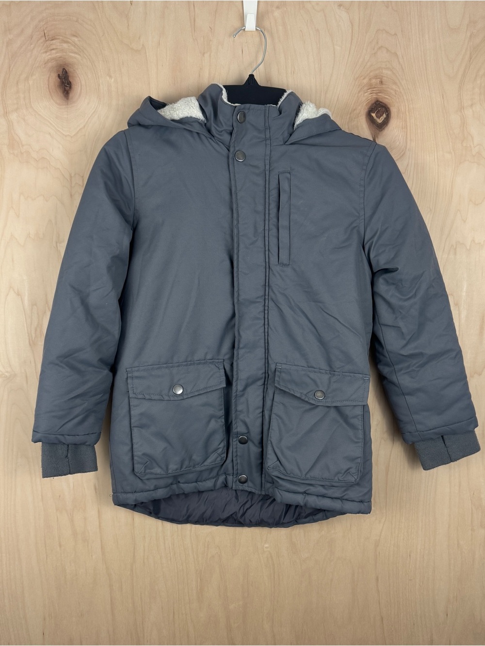 Cat & Jack Boy’s Hooded Puffer Jacket Gray S 6/7